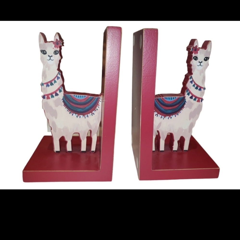 Primitives By Kathy Wood Hot Pink Llama Bookends Pair Set Baby Kids Room